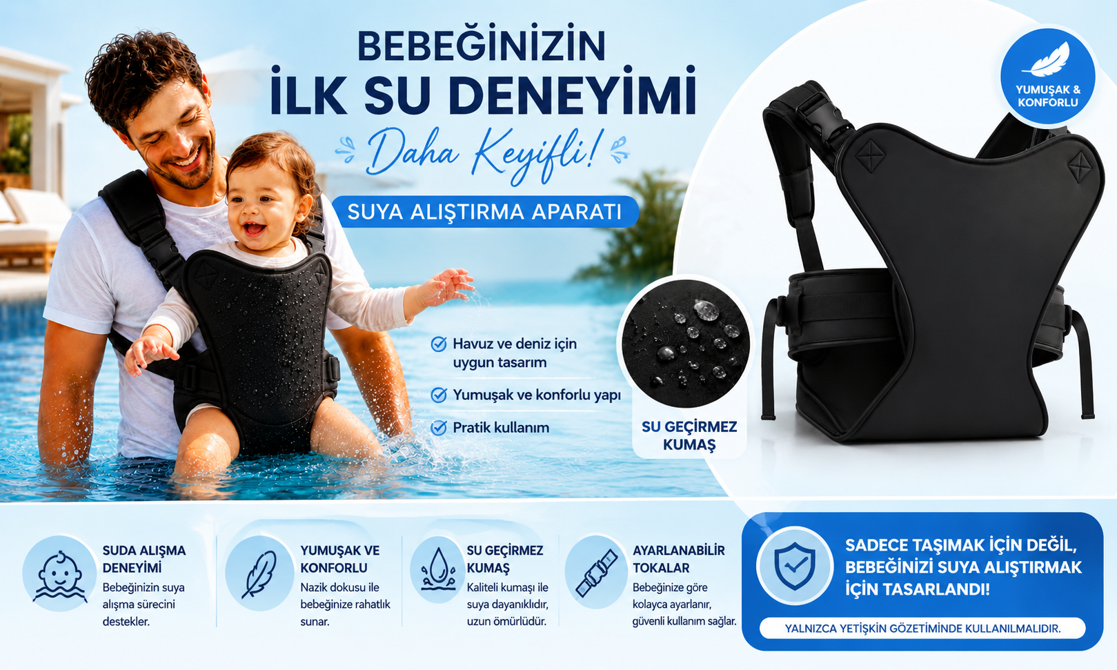 Bebek Suya Alıştırma Aparatı | İlk Su Deneyimi İçin